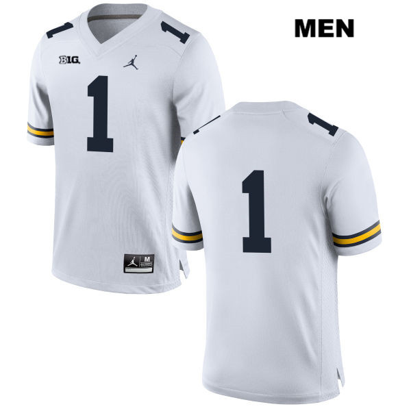 Men's NCAA Michigan Wolverines Ambry Thomas #1 No Name White Jordan Brand Authentic Stitched Football College Jersey SH25A03EX